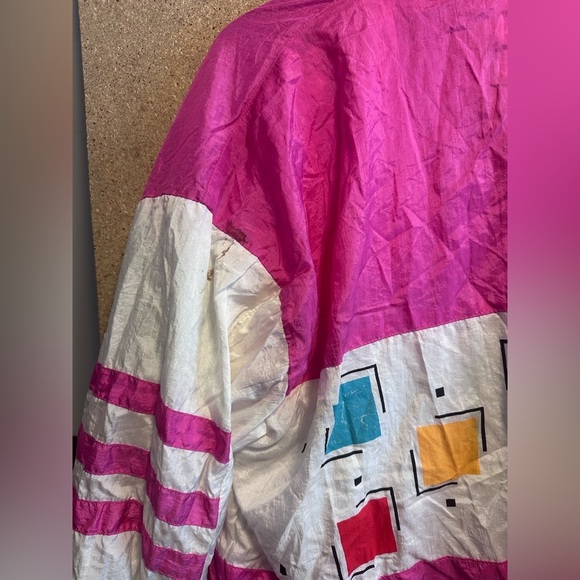 Adolfo Sport Vintage Pink and White Windbreaker Size Large - Picture 8 of 9